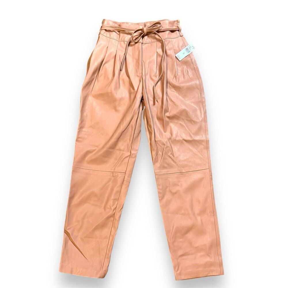 Anthropologie Blank NYC Chelsea Crop Faux Leather Pants Size 26 Peach New $118